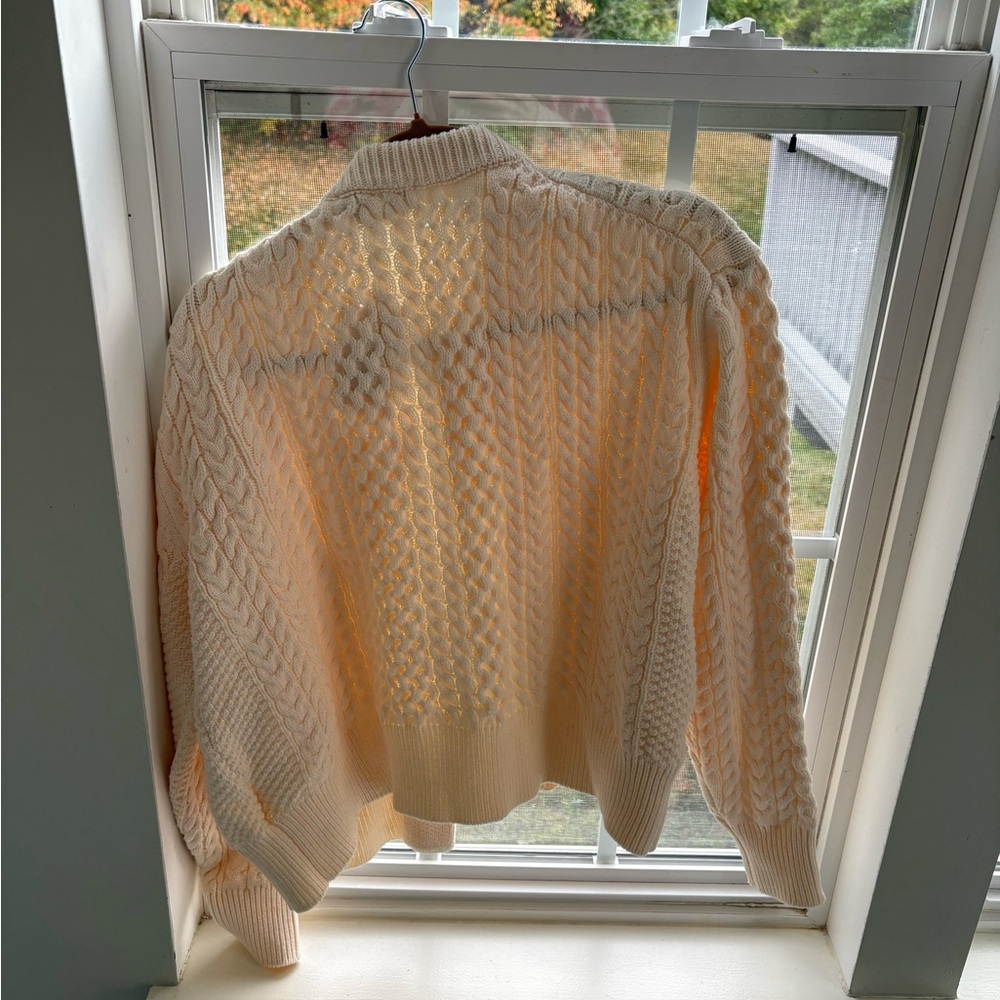 Cable Knit Cream Cardigan Sweater - Picture 2 of 3